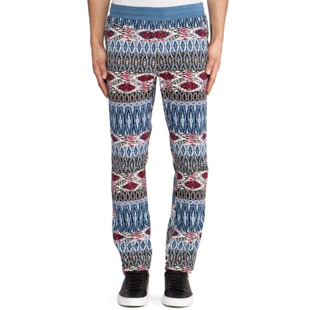Staple Pigeon Mens Sz 42 Asante Cinch Pants Jogger Pull On Abstract Stretch Blue